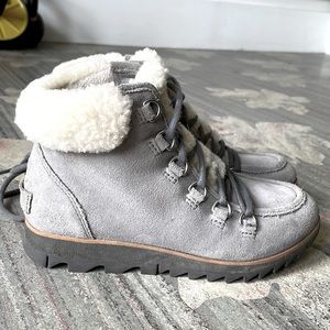 Sorel Harlow lace cozy bootie gray nubuck W5.5